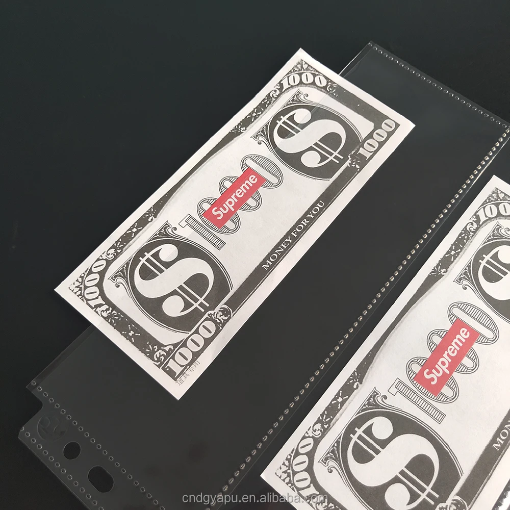 Custom 4 Pocket Banknote Collection Book currency holder paper money protector Thickened PP Page