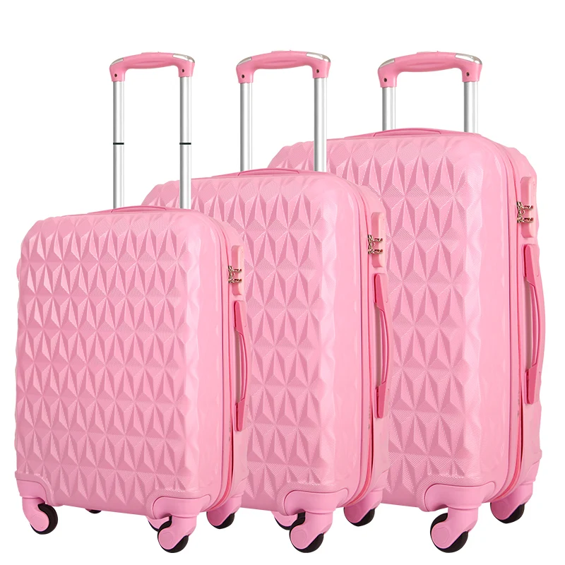 Popular Large Trolley Suitcase Durable Plastic Light Weight Pink Luggage Sets