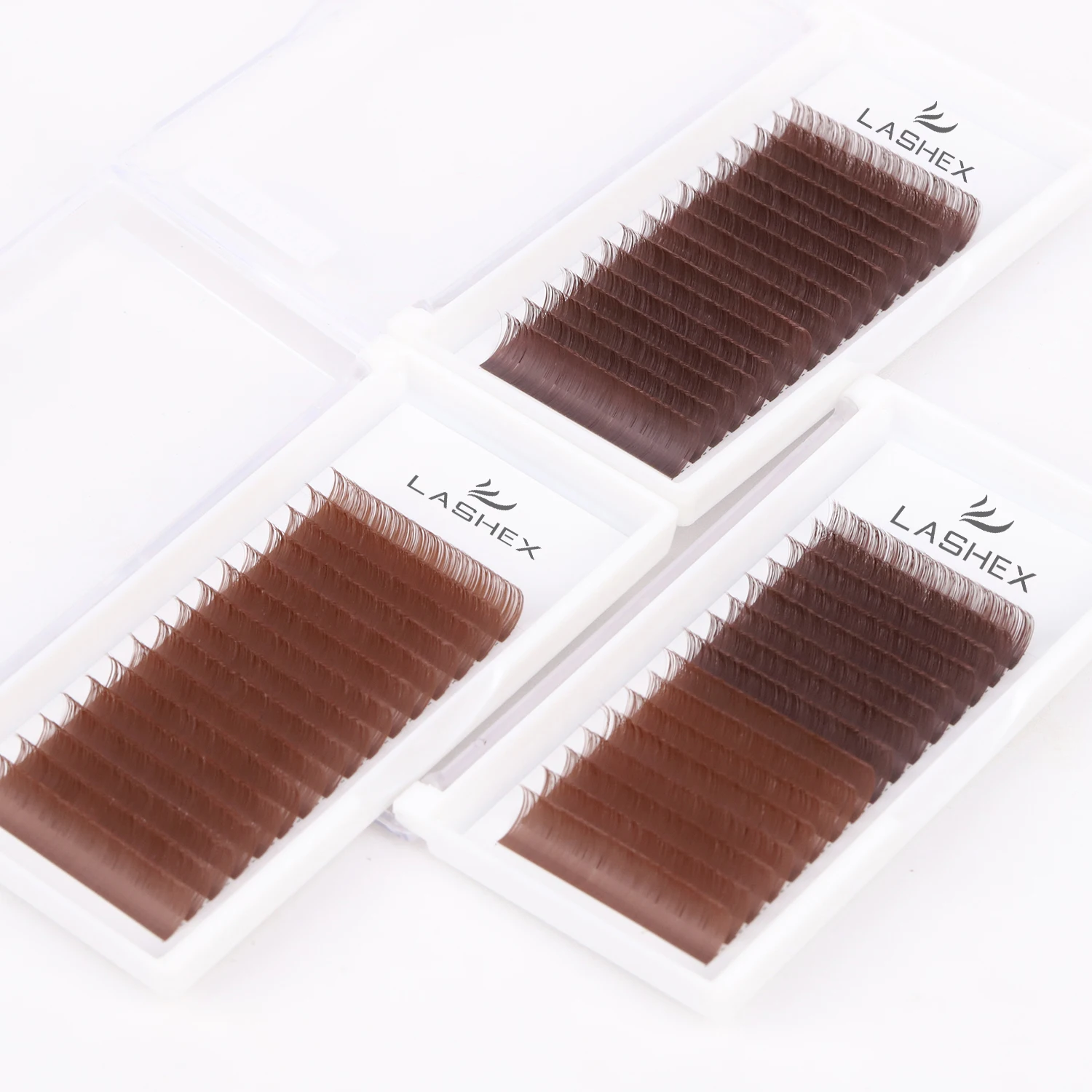 Lashex Wholesale Chocolate Brown and dark brown lash extension brown mix collection single lash private logo eyelash extensions