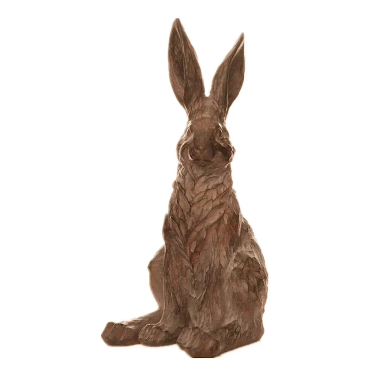 Tabletop Decoration Metal Effect Hare Sculpture Resin Rabbit Figurine Home Wook Look Polyresin Bunny Statue Decoration