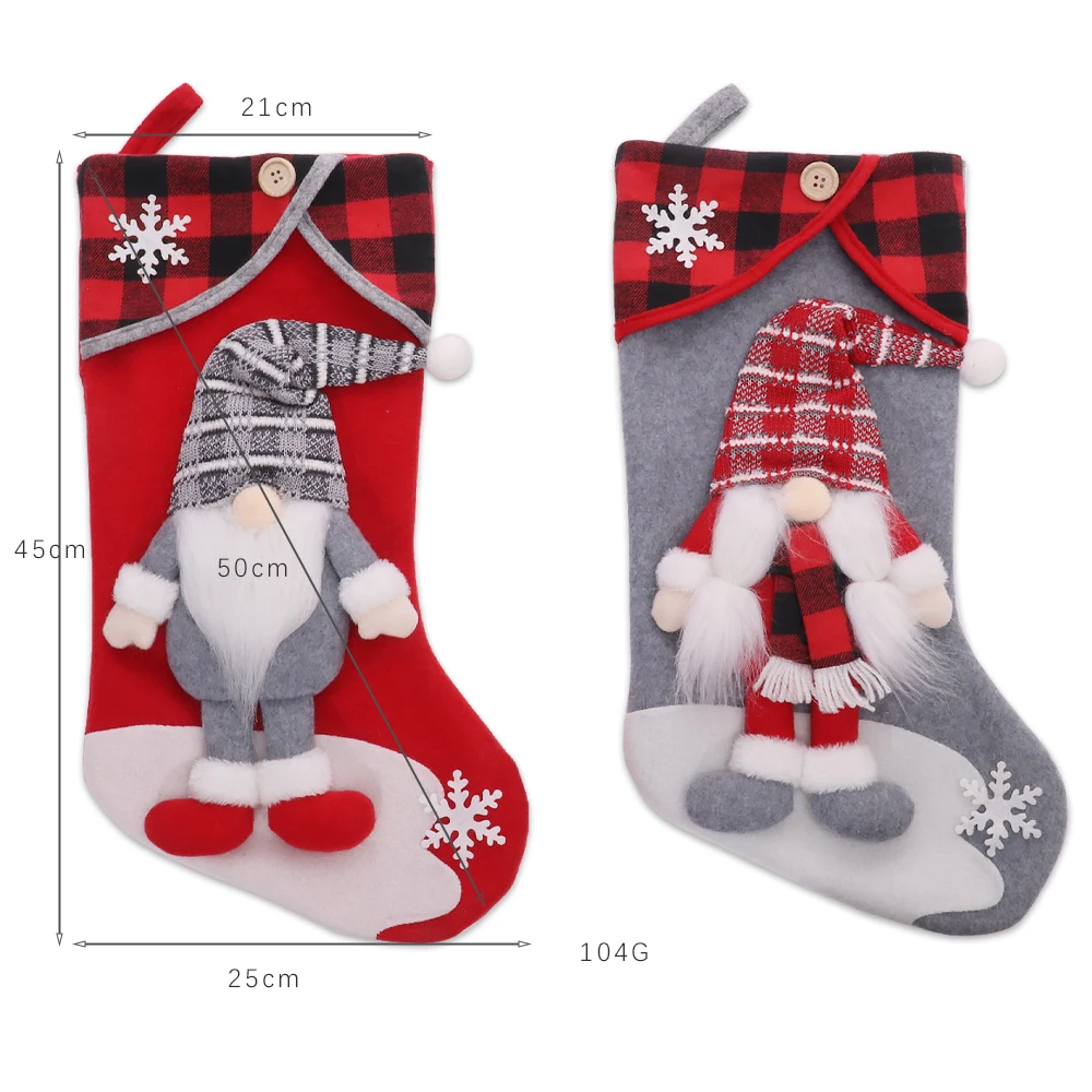 New design wholesale Christmas stockings with faceless gnome doll Christmas candy gift bag Santa socks