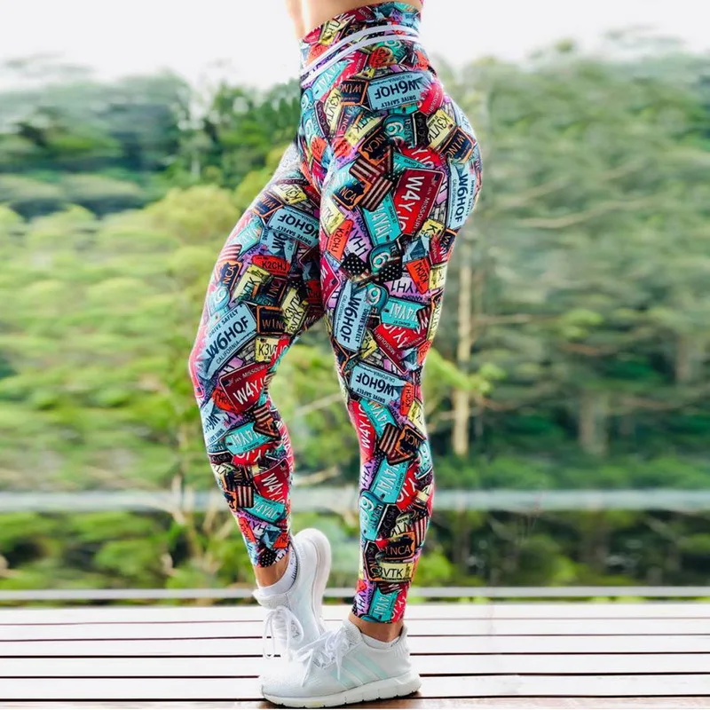 High Elastic Tension Cartoon Print American Hot Style Pilates Leggings Gymnastic Work out Pants for Sports Fitness Yoga