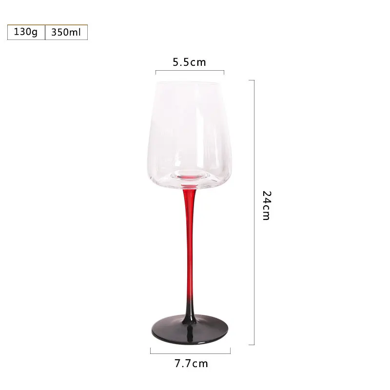 Creative Style Lead-free Hand-blown Italian Style Burgundy Wine Glasses Black Bottom Red Stem Crystal Red Wine Goblet Cup
