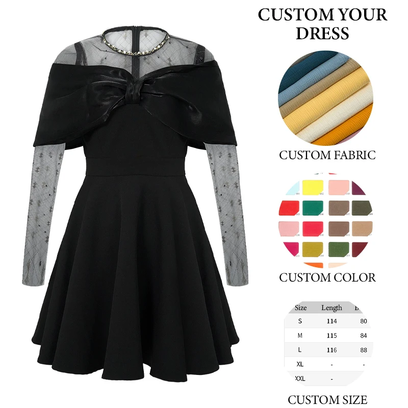 ZYHT 21405 Wholesale Sexy Fashion Ladies Black Princess Short Long Sleeve Cocktail Birthday Elegant Mini Party Dresses for Women