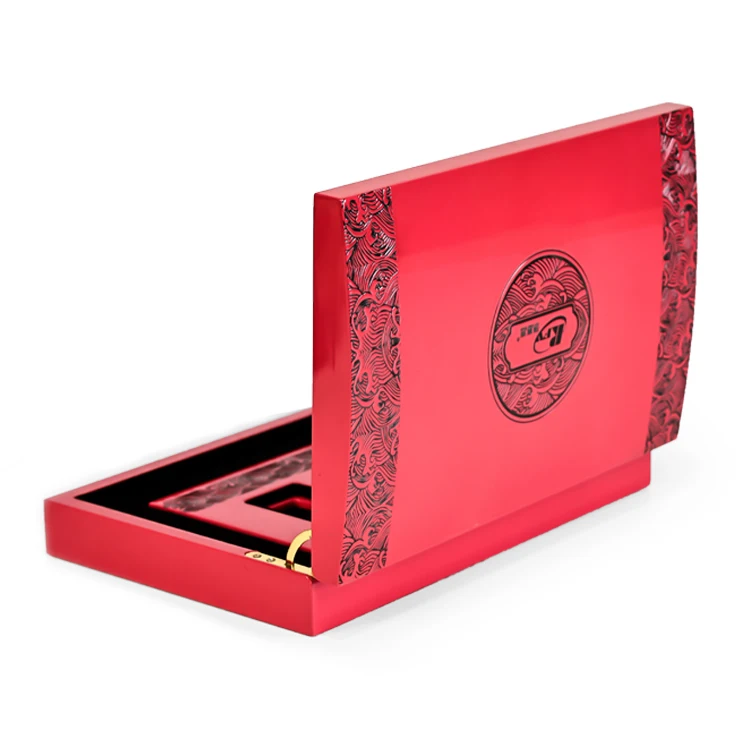 Custom Gold Coin Wooden Box Red Mdf Coin Wood Box Luxury Money Coin Commemorative Display Box