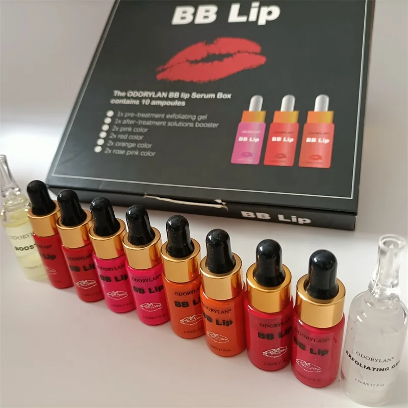 Hot!!! Sale Pink Orange Red 4 Colors Semi Permanent Makeup BB Foundation Lip Microneedle Ampoule Treatment Serum BB Lips