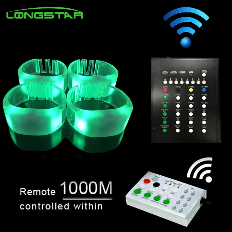 Wedding Festival Music Unlimited Remote Control DMX rf Silicone Customized Logo RGB LED Glow Bracelet  wristband