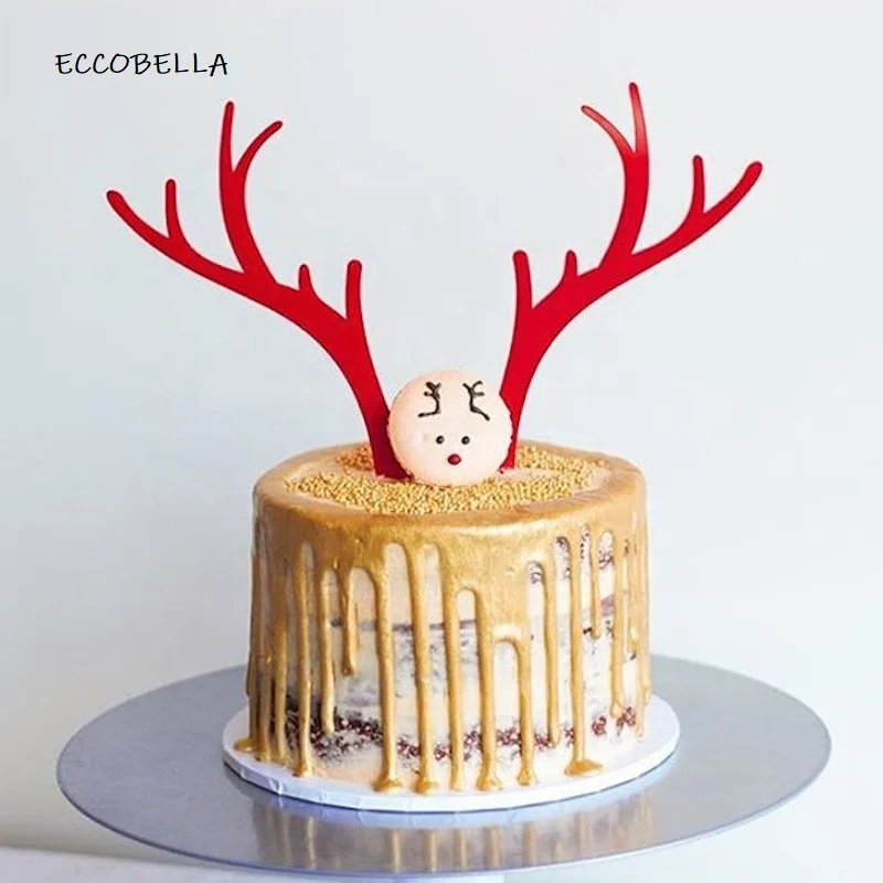 Hot sale elk antler acrylic cake decorating supplies Christmas cake topper
