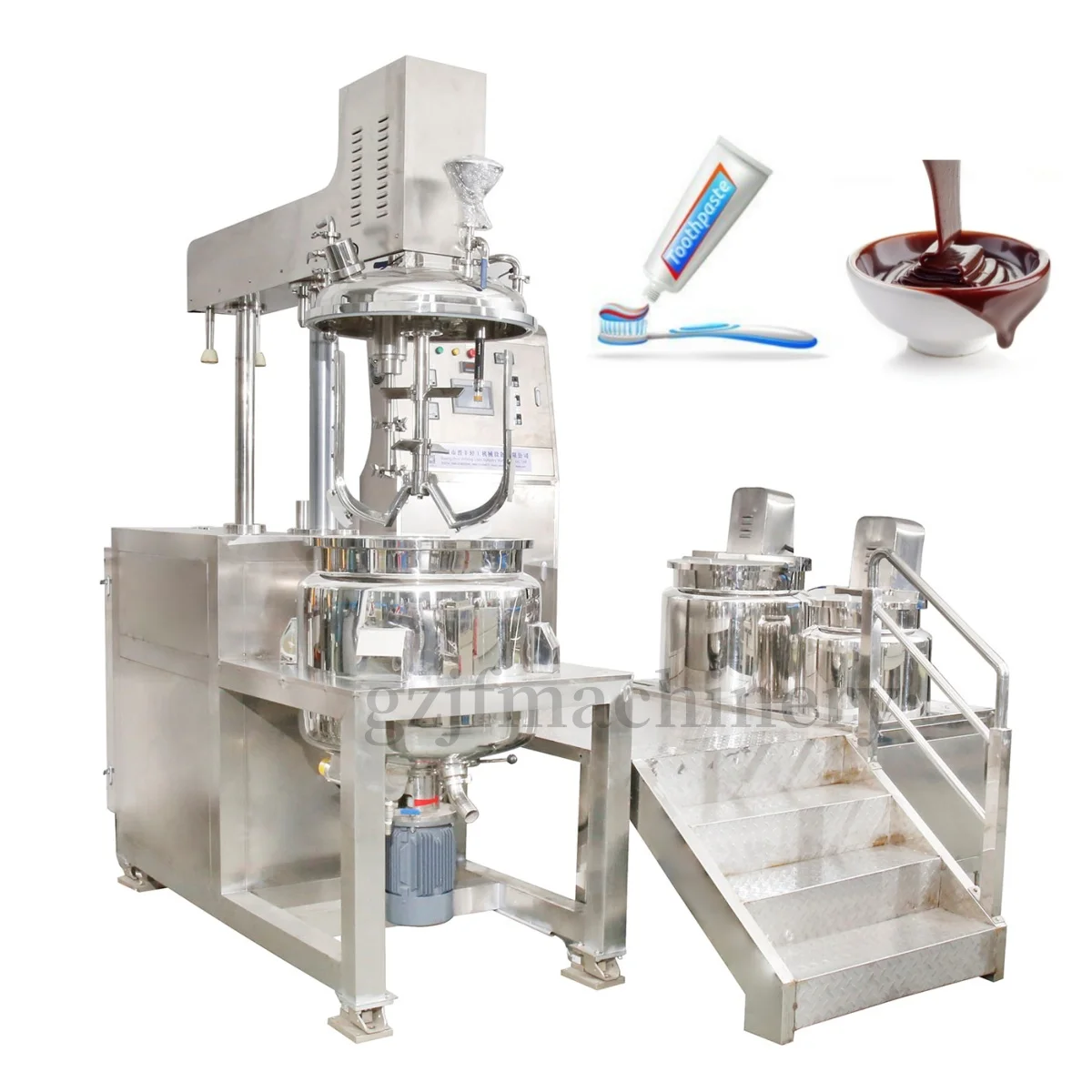 500l Vacuum Homogenizer Emulsifier For Toothpaste Plc Programming Control Emulsifying Mixer High Speed Dispersing Machine