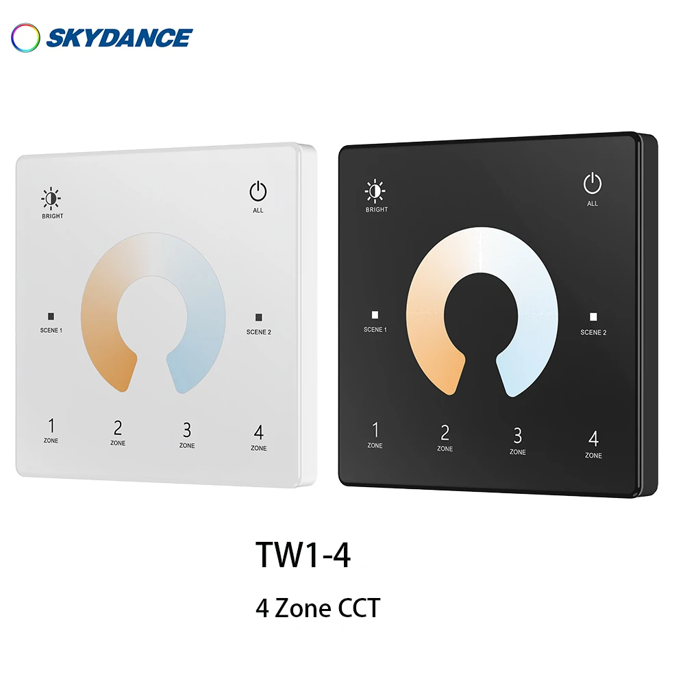 Настенная Сенсорная панель Skydance 4 зоны 1-5 цветов 2 г пульт дистанционного управления (батарея CR2032) для затемнения CCT RGB/RGBW RGB +