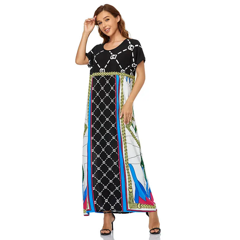 Summer Middle East Dubai Short Sleeves Ropa Islamica Para Mujer Abaya Traditional Women Long Muslim Dresses Islamic Clothing