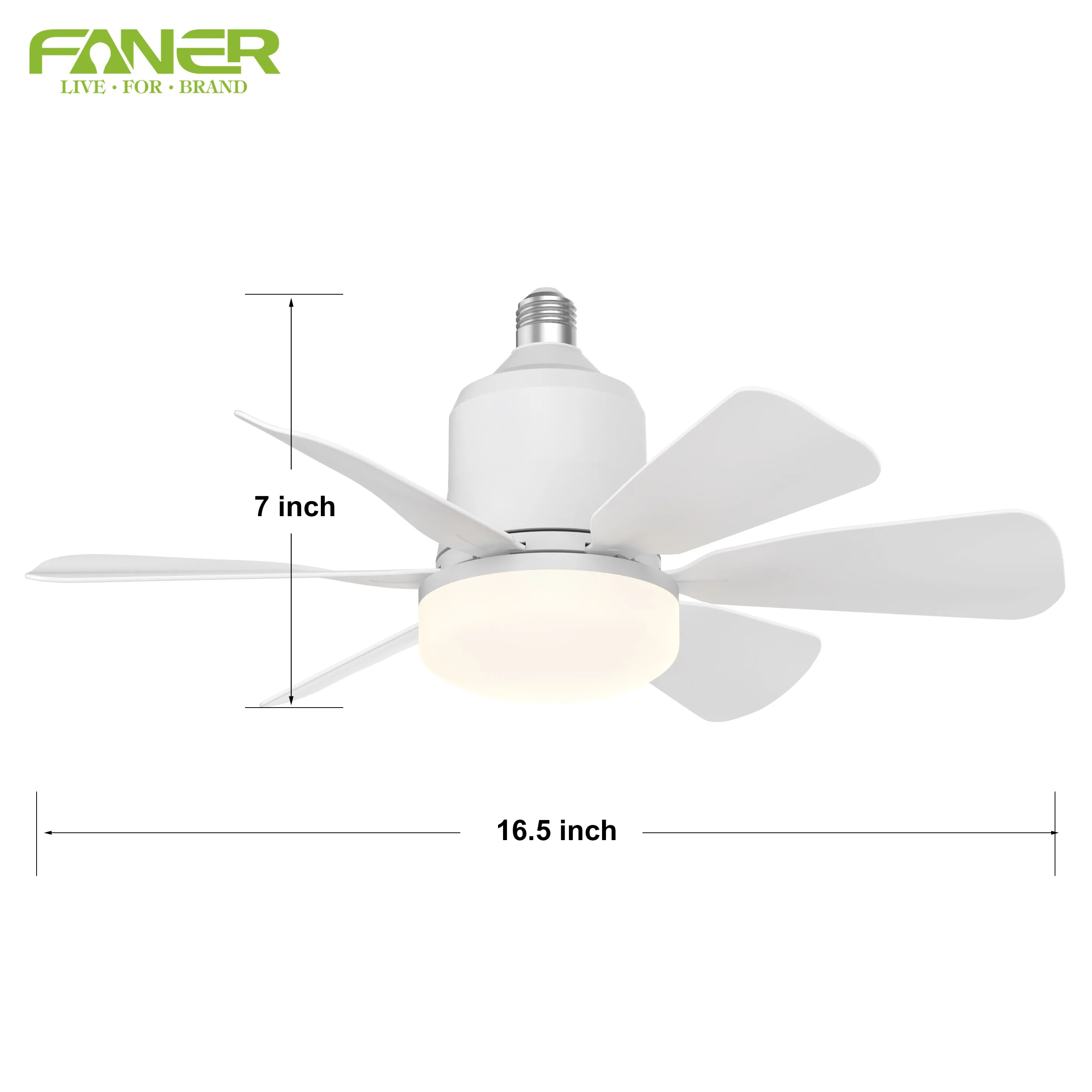 ETL Socket Fan Light Dimmable Flower E26 E27 Bulb 6 Blades Screw On Plug Socket Fan E27 Ceiling Fan