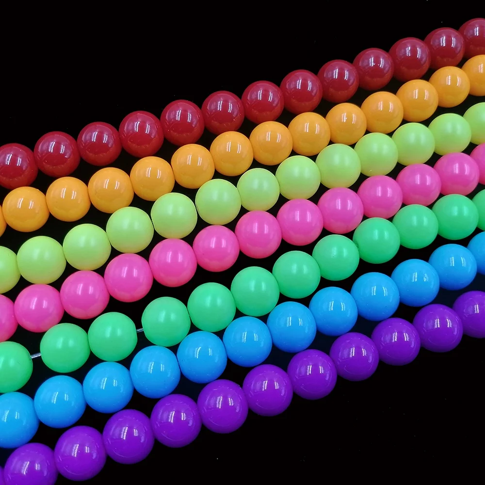  3-20mm Wholesale price glass solid colors round loose beads good hole treatment diy decoration