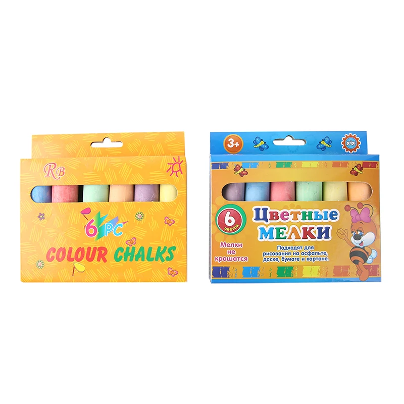 Factory wholesale colorful 6pcs 4-inch chalk drawing for kids Sidewalk chalk
