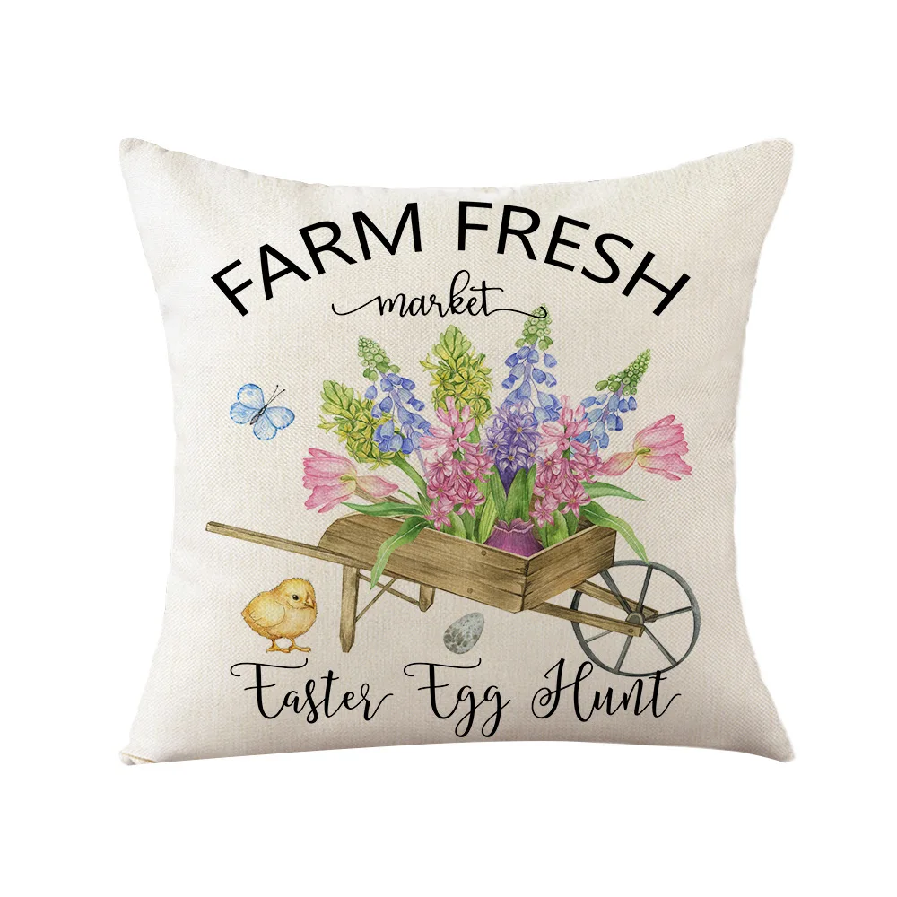 45*45 см наволочка для дивана в стиле Счастливой Пасхи украшение для дома наволочка с принтом кролика яйца Праздничная наволочка из персиковой кожи наволочка
