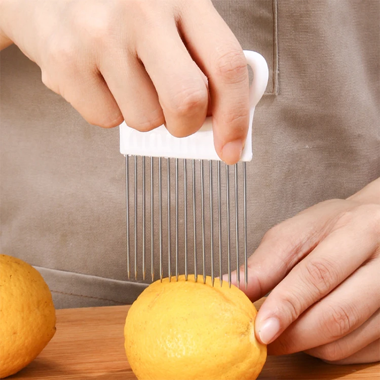 Wholesale Fruit and Vegetable Tools Onion Needle Stainless Steel Potato Lemon Onion Slicer Holder