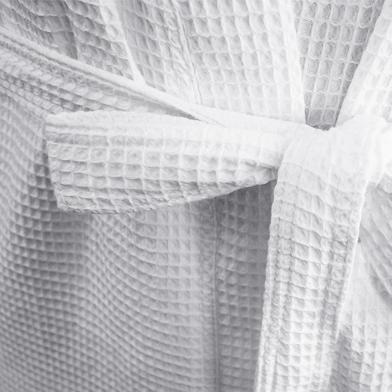 
Best Soft Waffle Polyester Cotton Fabric Luxury Housecoat Salon Bath Shower Sleeping Robe 