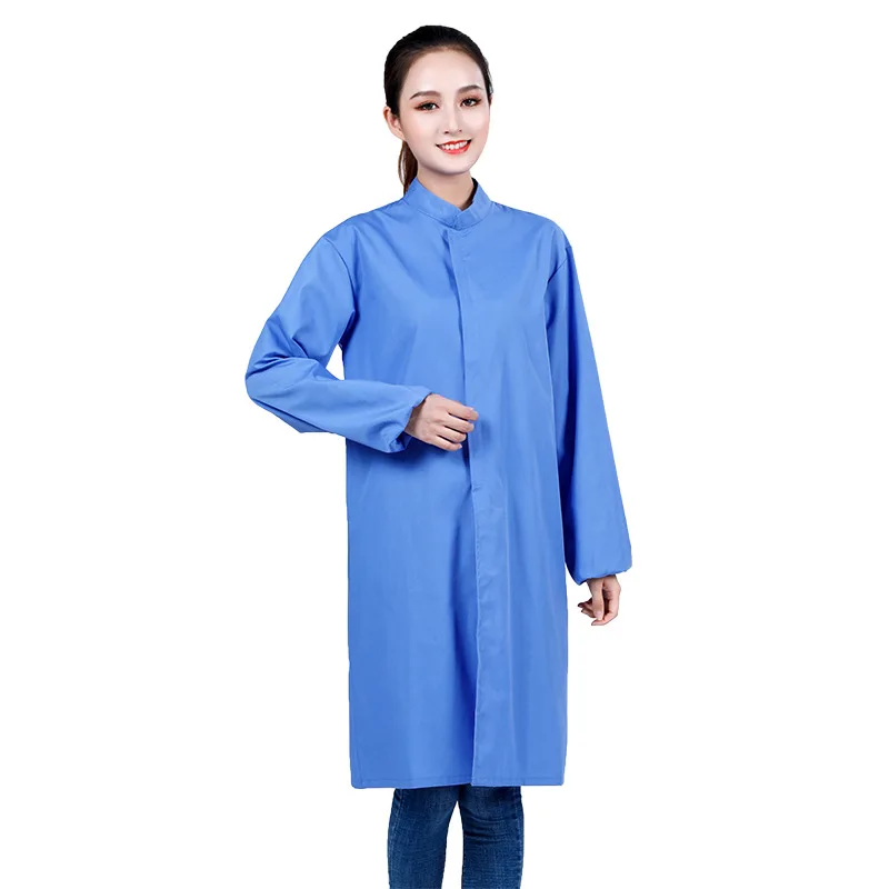 Unique Design Stand Chinese Collar Zipper Food Factory Uniform Classic Fit Mandarin Collar Sleeves Unisex Lab Coats