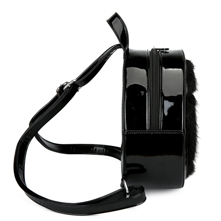 Xinmei Self-designed Round Shape Fax Fur Bag Gothic Style Pentacle Crossbody Bag