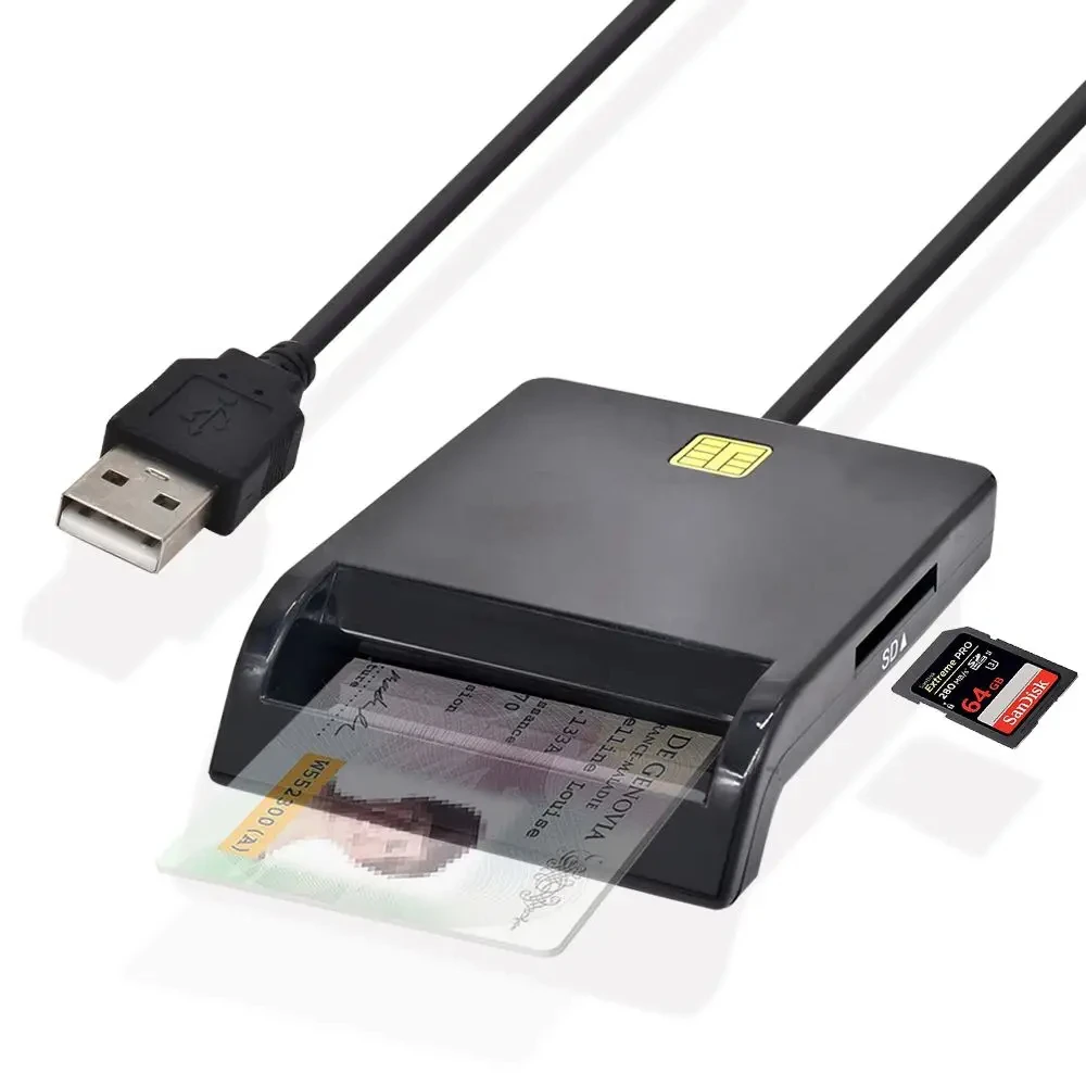 P736 портативный EMV CAC USB IC ID Smart Card Reader ISO 7816 кредитный смарт-чип считыватель карт с диском