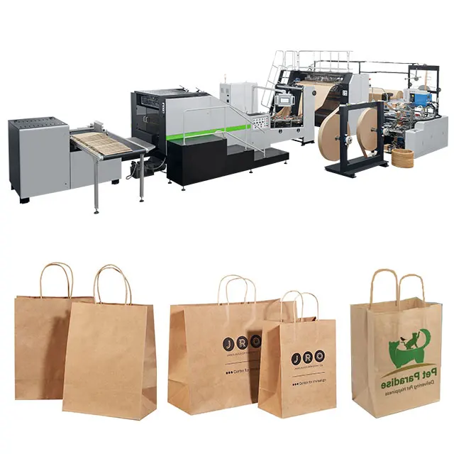ROKIN BRAND full Automatic Multifunctional packaging twisted handle paper bag making machine for making carrier bags