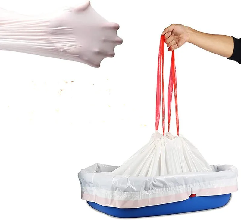 Biodegradable Cat Litter Tray Liners Durable Drawstring Cat Waste Litter Bags Pet Cat Litter Tray Liner