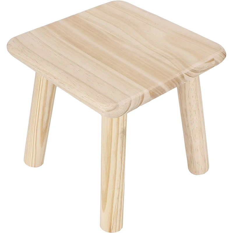 custom Multi Purpose Household Wood Stools Cute Small Bench Child Seat Furniture Stool  Wooden four-legged stool