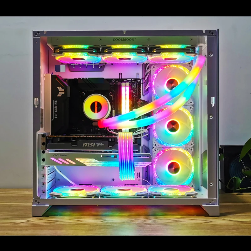 Жидкий кулер COOLMOON ST350 для ПК, неоновая трубка для водяного охладителя ЦП AIO, 5 В, 3 контакта, RGB Светодиодная трубка для синхронизации материнской платы