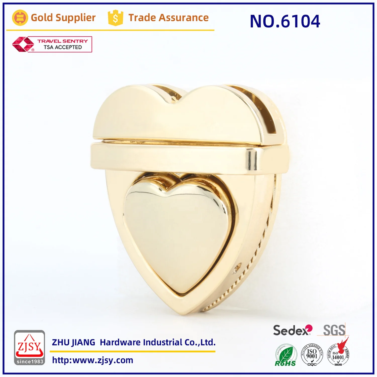 6104 Heart Shape DIY Fashion Decorative Metal Closure Catch Lock Bag Tuck Clasp Lock
