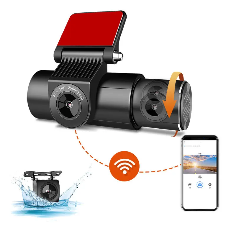 OEM Wholesale Best Wifi Car Camera 2k 3 Lens CAR DVR Camera Time-lapse recording Car Dash Cam