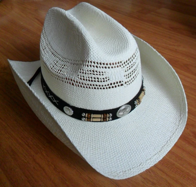 Custom Under Brim Printing Pattern Straw Hat Bulk Straw Cowboy Hats