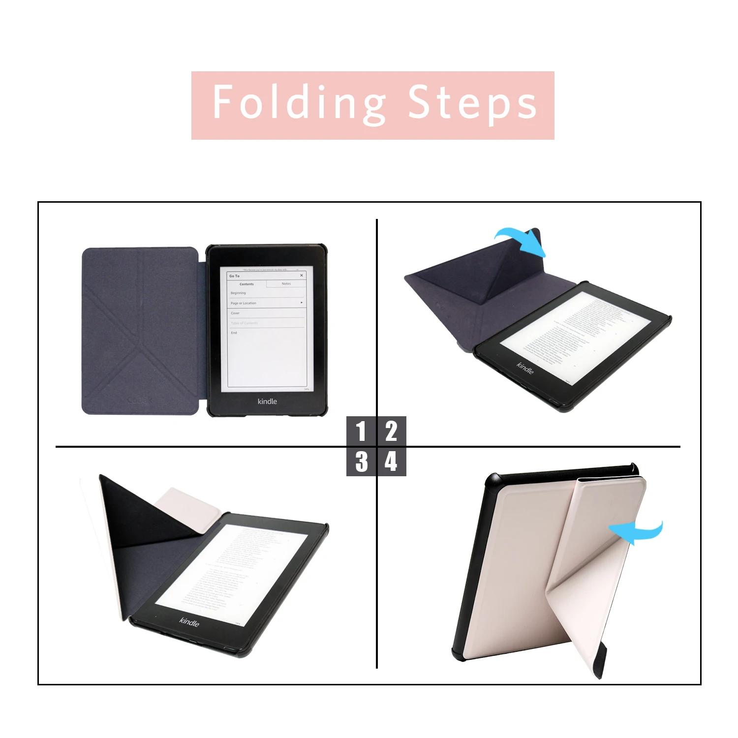 Стоячий чехол для оригами прочный умный из искусственной кожи kindle paperwhite 4 трансформера складной с подставкой