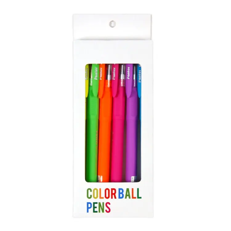 Bright Rainbow Custom Color Ballpoint Pens 6-Pack - Smooth Writing, Comfort Grip, Ideal for School & Office