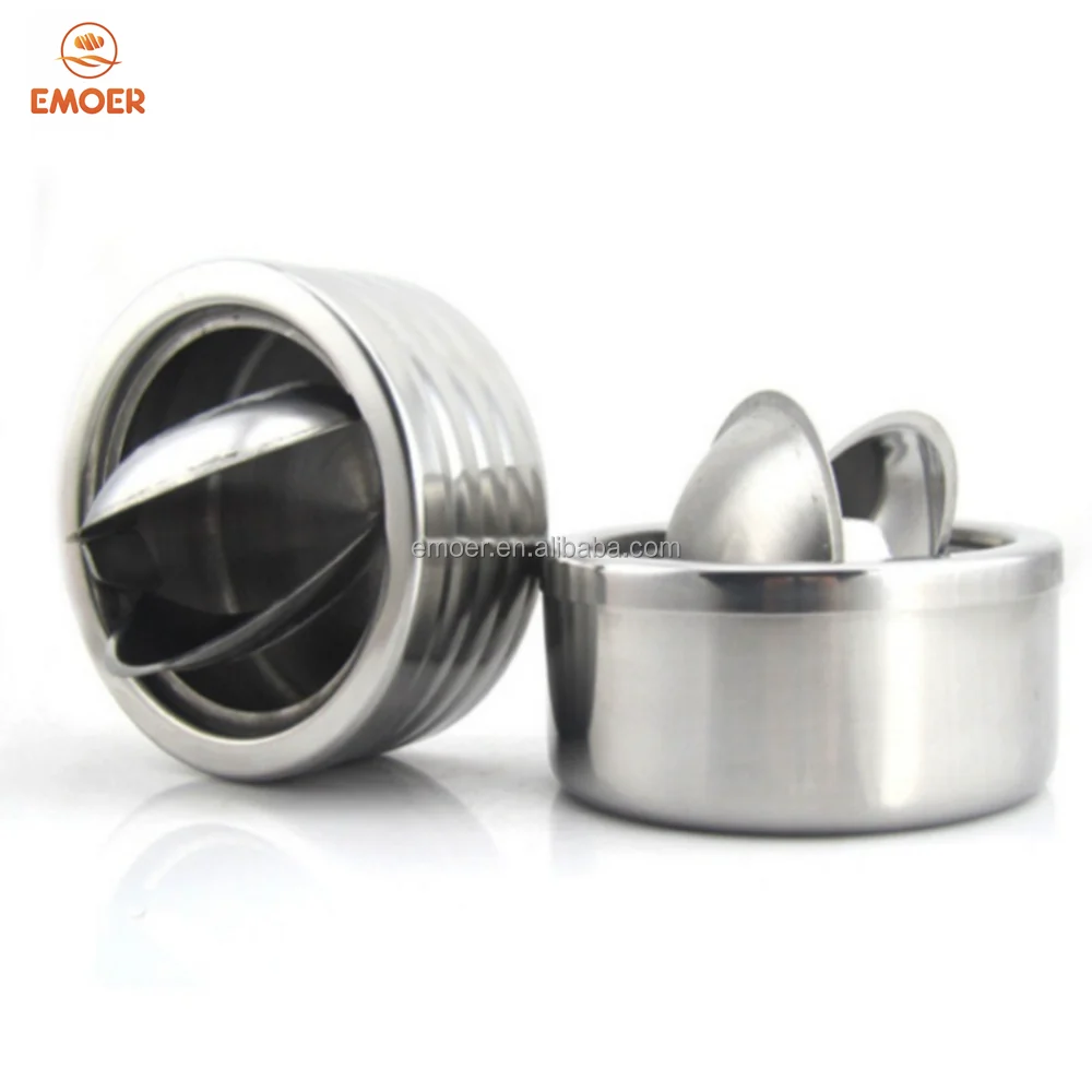EMOER stainless steel Drum shape portable windproof smokeless cigar ashtray with lid