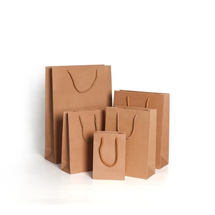 KM Custom 100% Recycled Packaging Food Brown Kraft Paper Bag Gift/Shopping/Free Sample