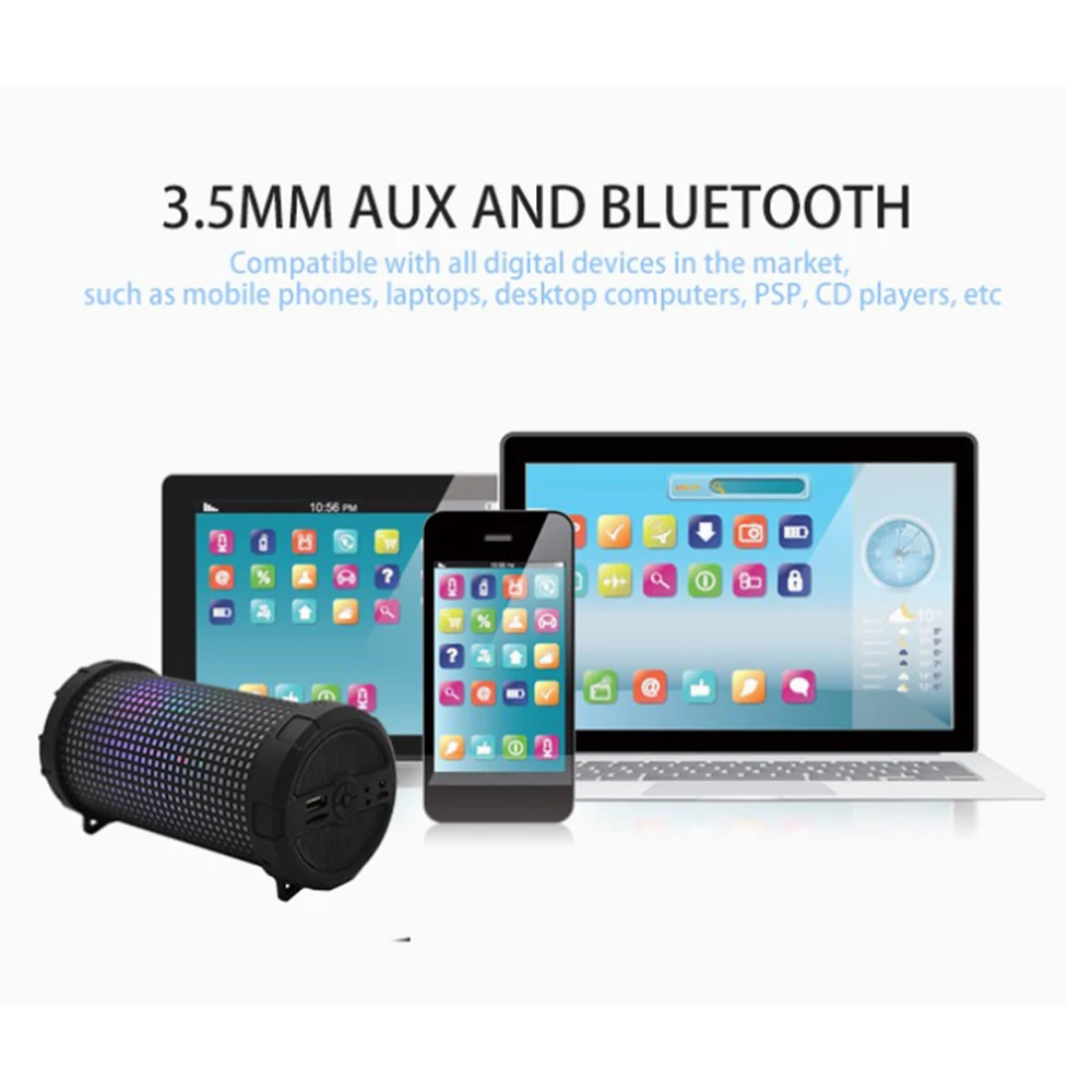 CMiK mk3000 Portable Subwoofers MP3 Wireless Stereo fm radio bt Led Light Microphone Audio Outdoor Speaker