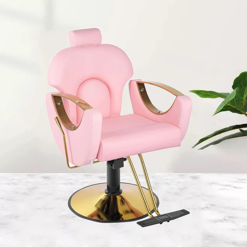 Modern Beauty Sloon Furnitury Recliner Hair Hairdresser Styling Chairs Pink and Gold Washing Barber Salon Chairs for Women