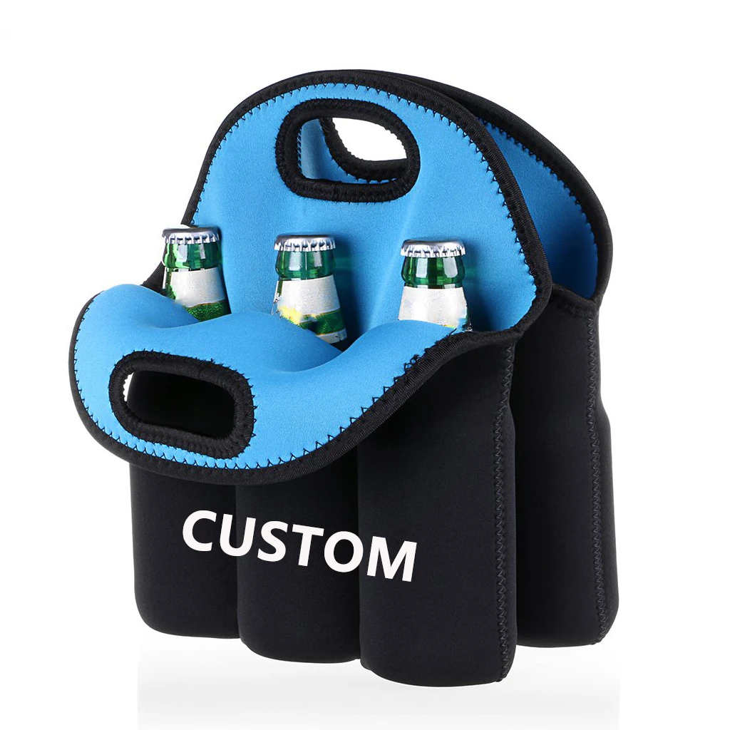 Baby bottle cooler bag cans carrier tote insulated neoprene water beer bottle 6 pack cooler bag for travel secure carry handle