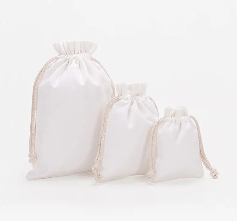 Wholesale Custom Printed Logo Canvas Top Opening Draw String Promotional Gifts Pouch Jewelry Cotton Drawstring Bag