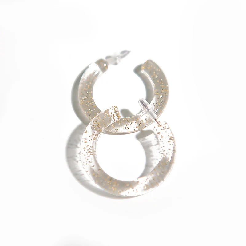 V&R Fashion jewelry 925 Sterling silver post earring transparent pink green neon yellow Acrylic hoop earrings