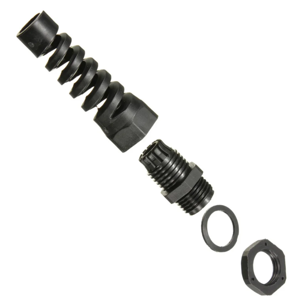 PG7 Cable Gland 3mm-6.5mm Wire Hole Waterproof Nylon Joint Adjustable Locknut with Strain Relief Black