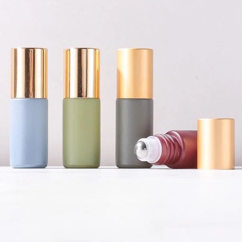 oil containers lipgloss bottles lip gloss tubes small size morandi color 5ml 10ml glass bottle with stainless roller ball