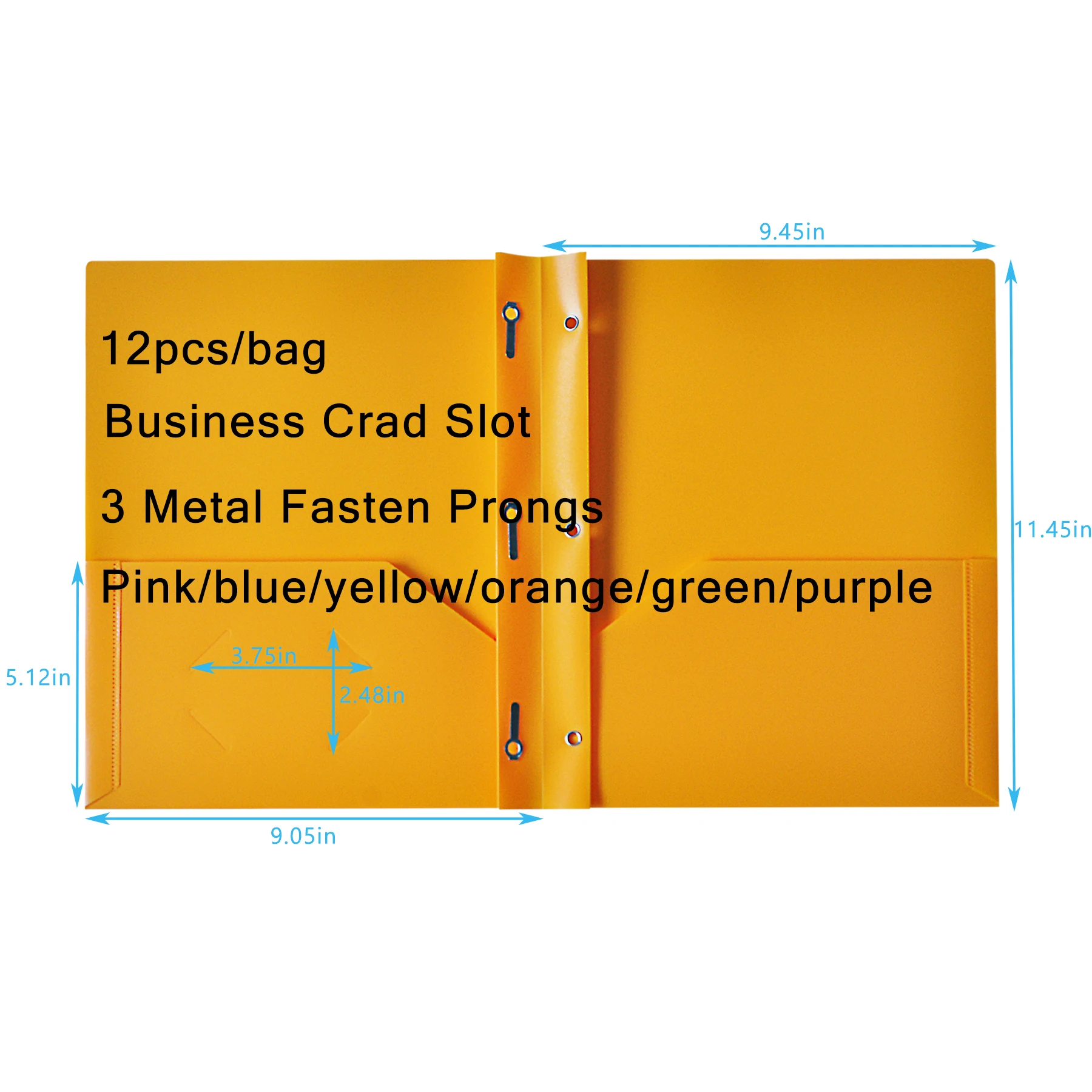 6 Bright Color Letter Size Heavy Duty Two Pocket 3 Prong Folders File Folders with Fasteners for Office School Use