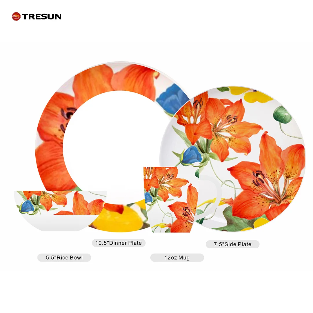 table service 20 pieces full set 2024 oem flower design porcelain dinner set