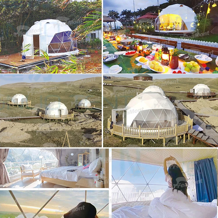 FEAMONT China manufacturer Luxury door tent desert geodesic geodes dome hotel tent windproof insulated glass dome glamping dome