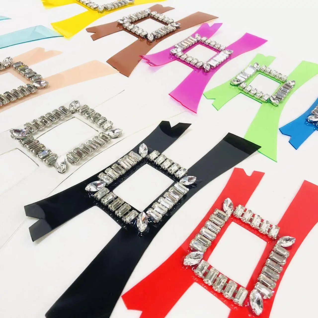 Handmade nailing Glass rhinestone TPU Sandal upper High heel shoe flower Shoe material