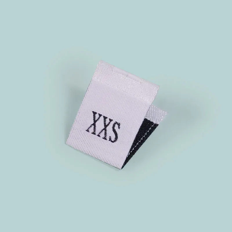 XS S M L XL XXL Neck Label Print LOGO Clothing Tags Custom Fabric Center White Fold Woven Garment Cloth Size Labels For Clothing