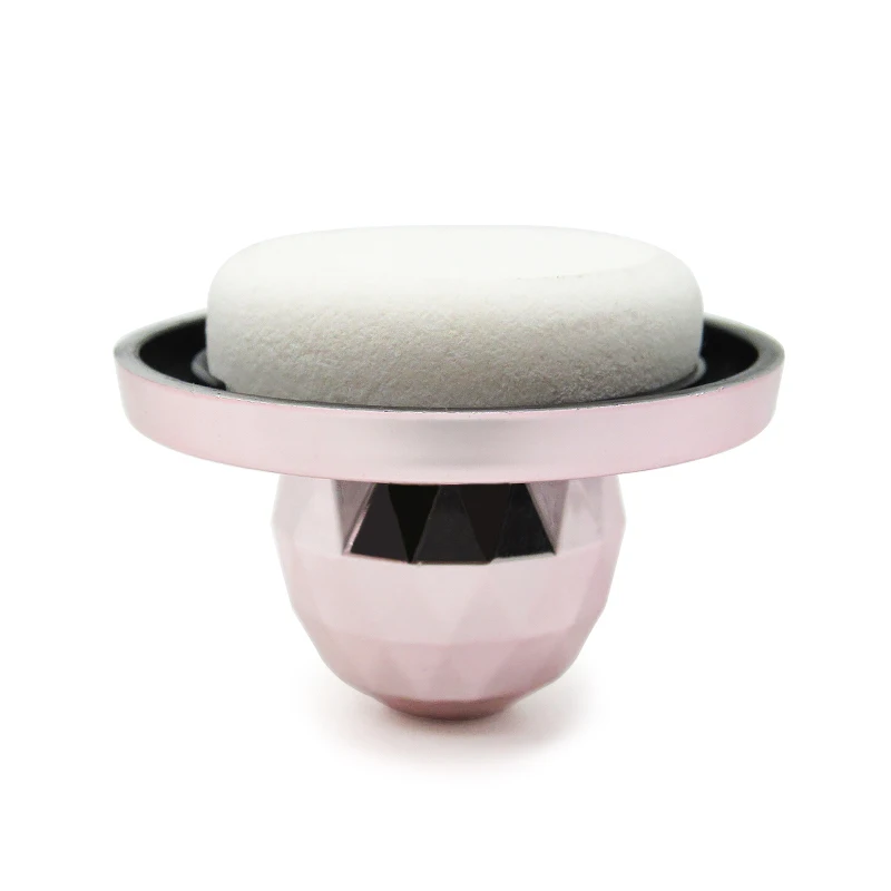 Cosmetic wholesale cute round empty mini blush jar case container with sponge puff custom makeup plastic packaging