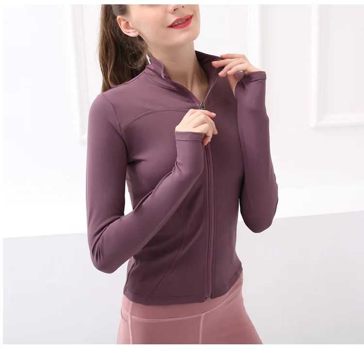 Sidiou Group Fitness Clothes Slim Zipper Yoga Jacket Gym Long Sleeve Stretchy Top Quick Dry Yoga jacket