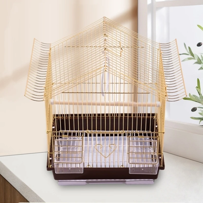 Wholesale Luxury Bird Cages Parrot Mynas Pearl Bird Breeding Cage Use Gold Iron Wire